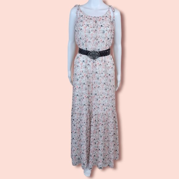 Express BOHO Coral, Black, Metallic Gold, and Cream Maxi Sundress Size Medium - Picture 1 of 7